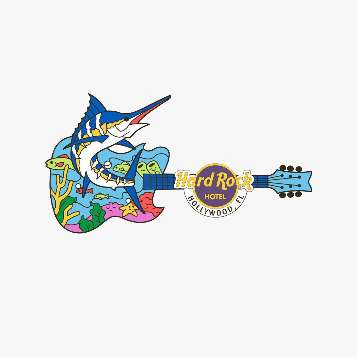 Collectible Hollywood, FL Marlin Guitar Pin image number 1