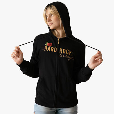 Women's Gold Foil & Roses Full Zip Hoodie