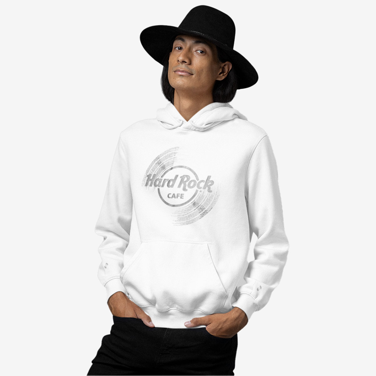 Vinyl Logo Unisex Hoodie in White image number 5
