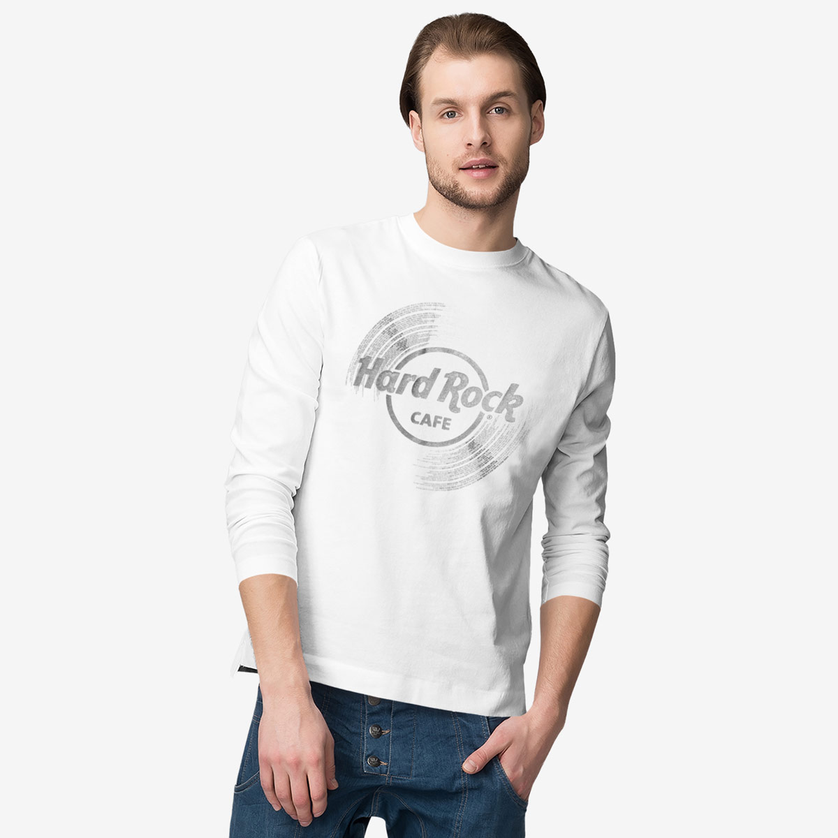 Adult Fit Vinyl Logo Longsleeve Tee in White image number 5