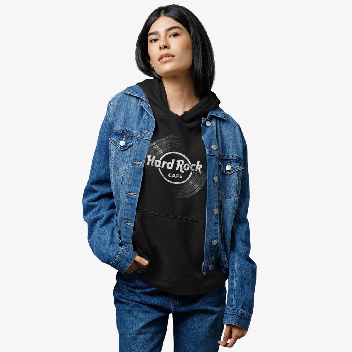 Adult Fit Vinyl Logo Hoodie in Black image number 2