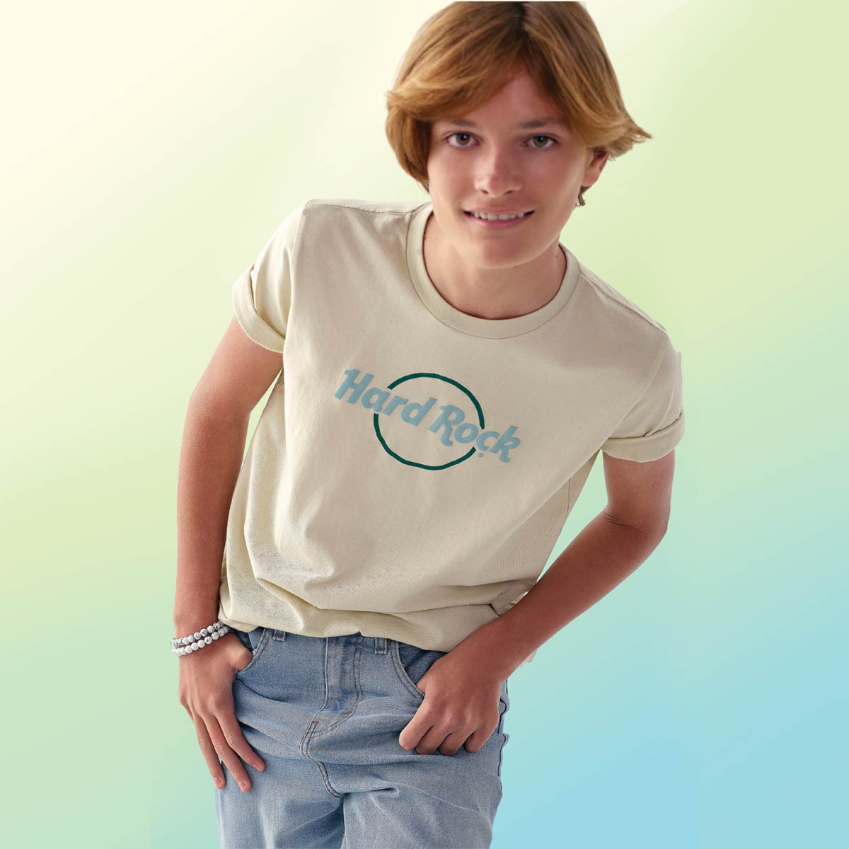 Youth Fit Pop of Color Tee in Natural Beige image number 1