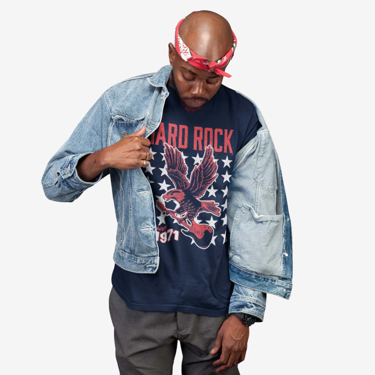 Americana Eagle Guitar Tee in Navy image number 1