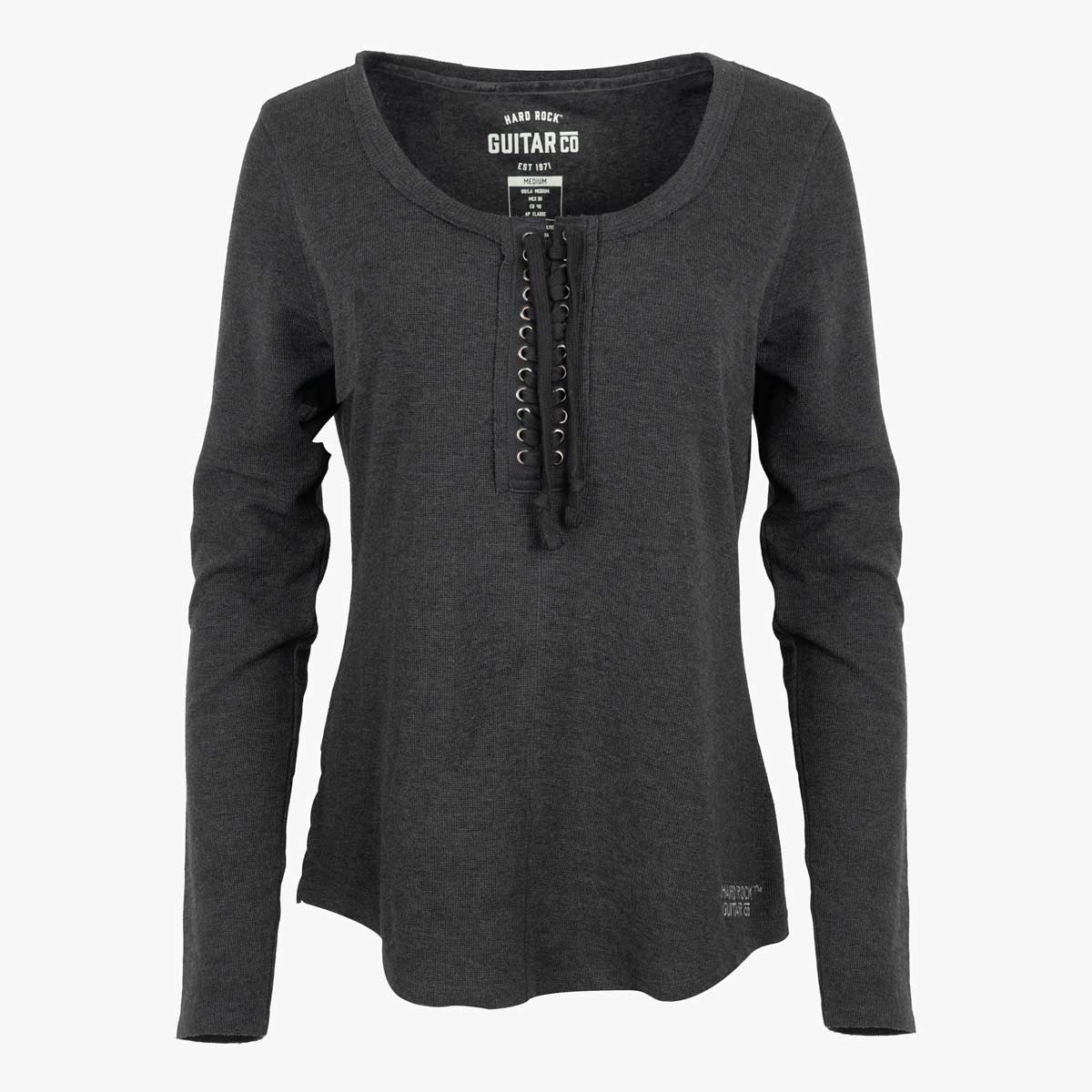 Guitar Company Lace Up Skull Thermal in Black with Skull Design image number 2