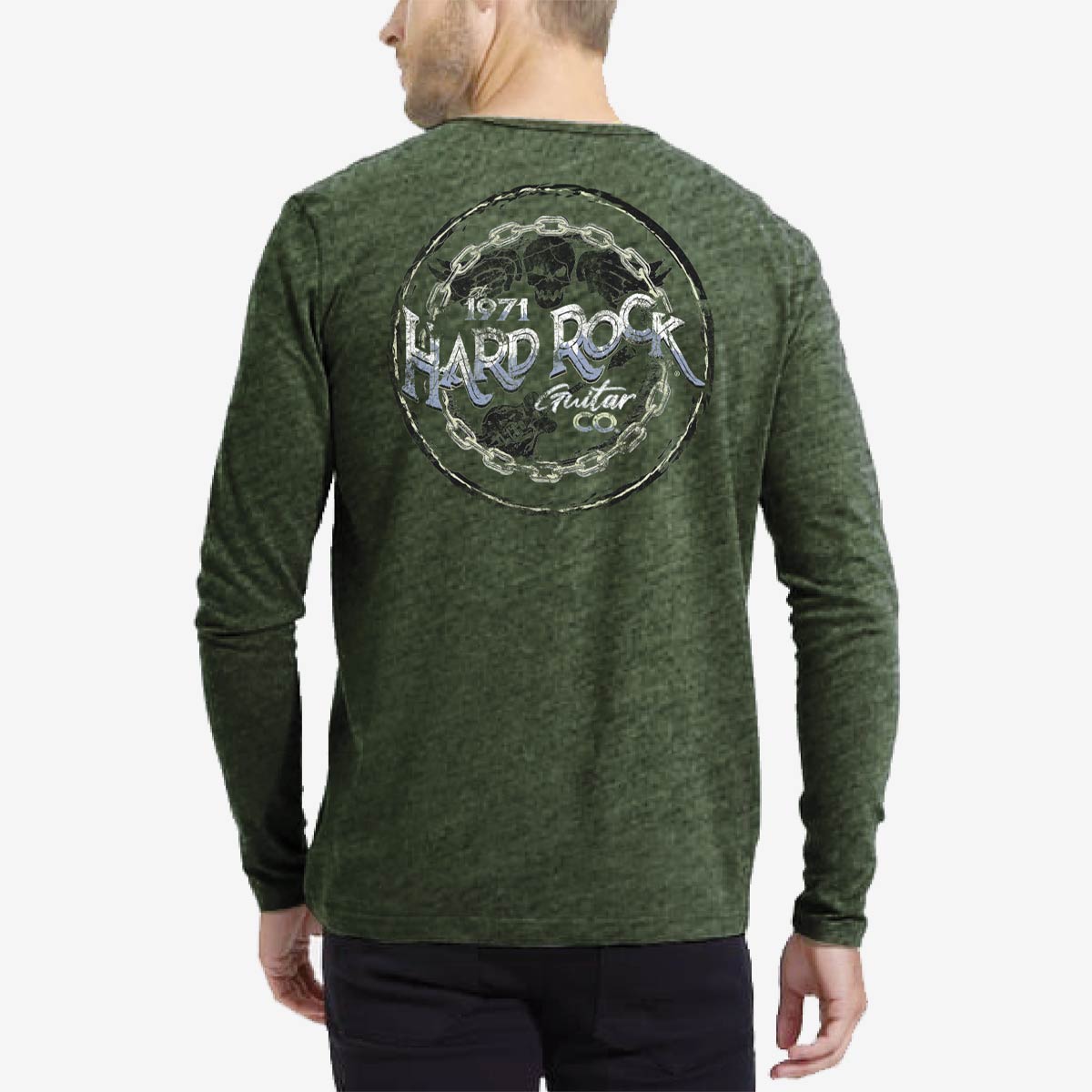 Guitar Company Hybrid Henley Longsleeve Tee in Military Green image number 3
