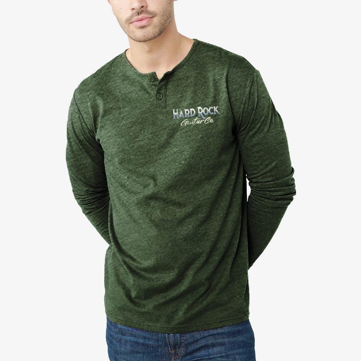 Guitar Company Hybrid Henley Longsleeve Tee in Military Green image number 4