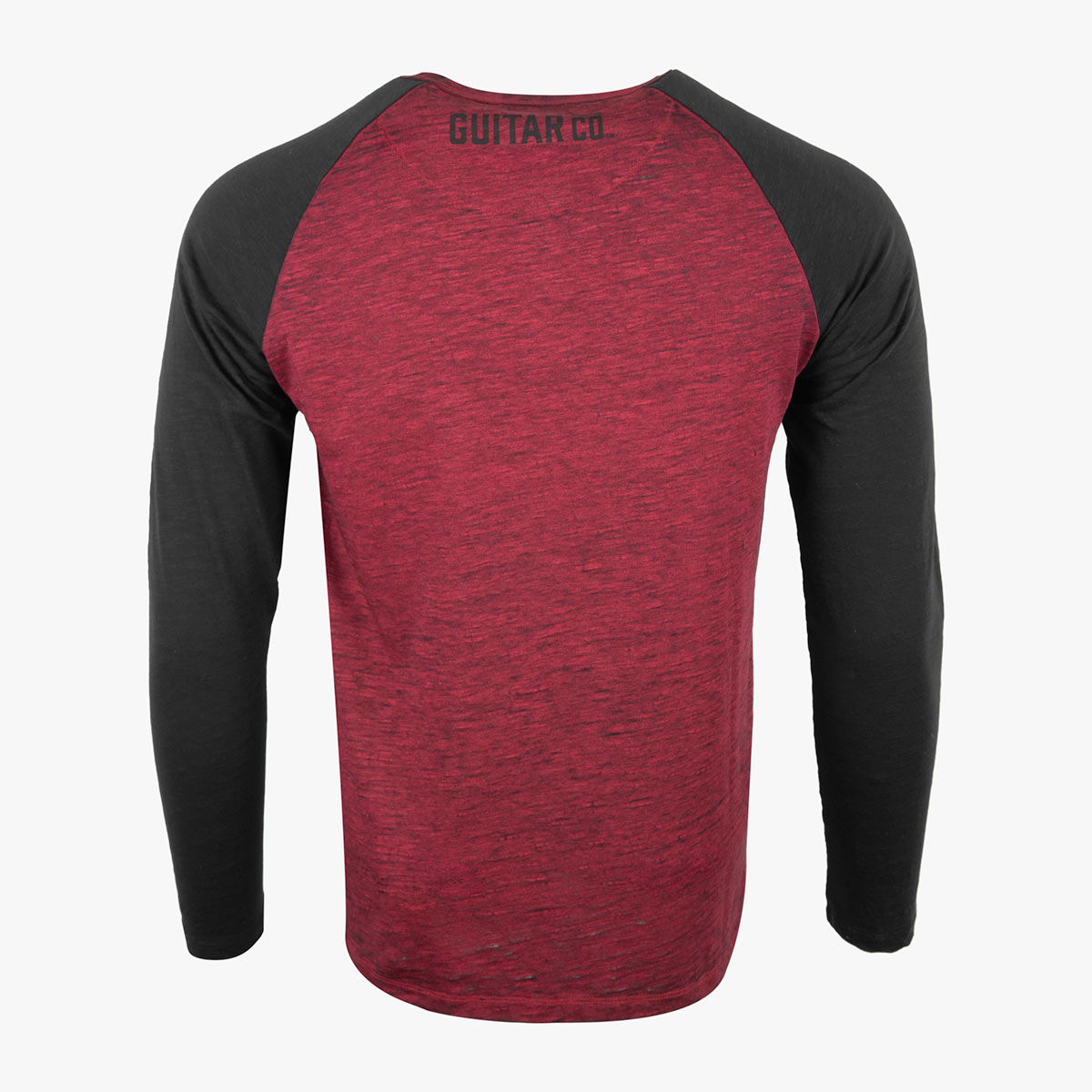 Guitar Company Adult Fit Slub Burnout Raglan in Red Black image number 2