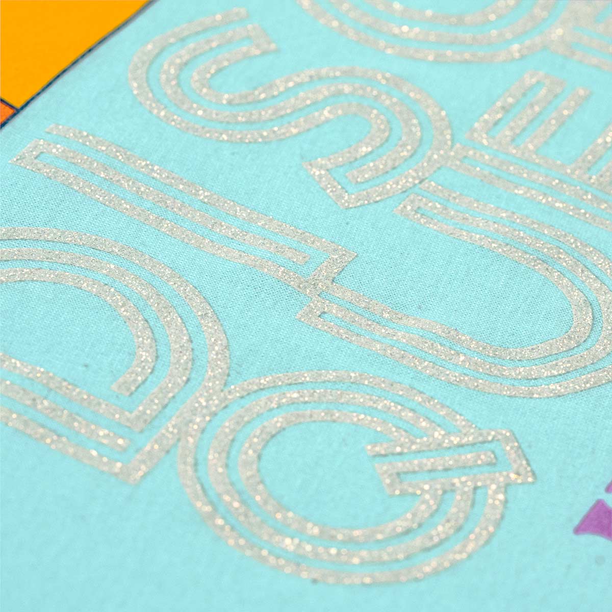 Disco Queen Ladies Fit Tee in Aqua Blue with Spectrum Design image number 6