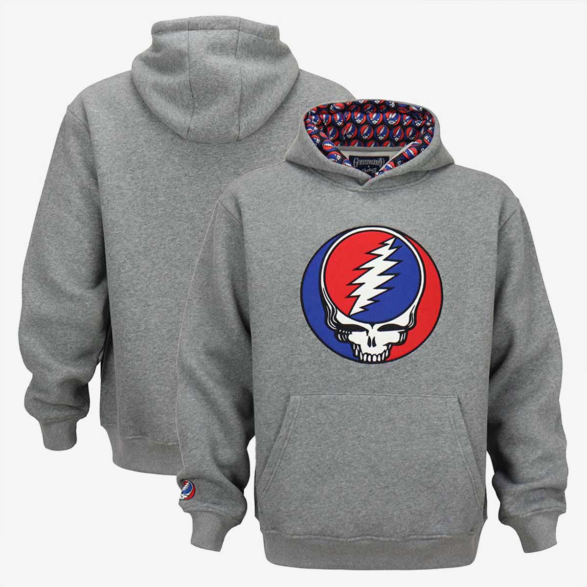 Grateful Dead Lightning Bolt Skull Hoodie in Grey image number 4