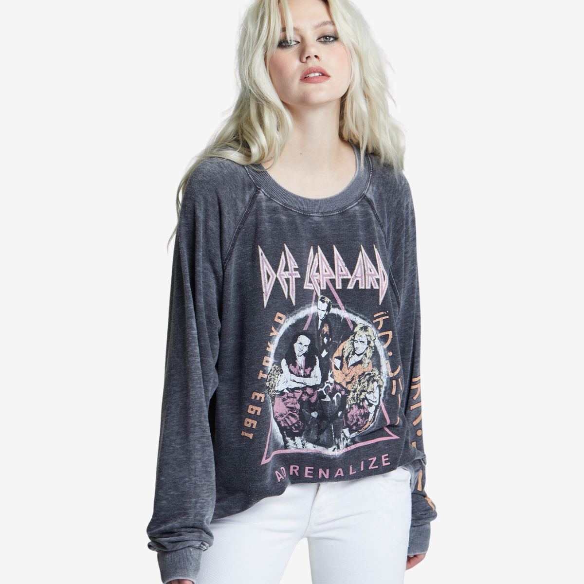 Def Leppard Oversized Sweatshirt with Tokyo Design by Recycled Karma image number 3
