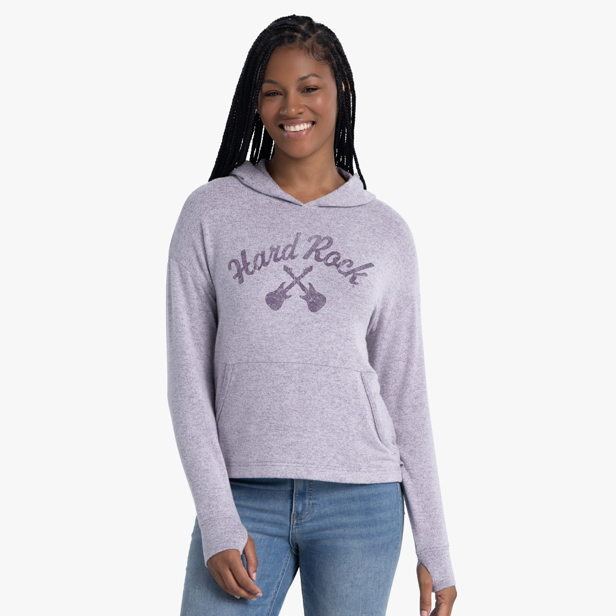 Cross Guitar Wildflower Pullover Hoodie in Wisteria Violet image number 1