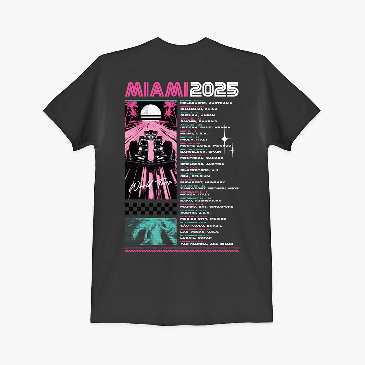 Oracle Red Bull Racing Adult Fit Miami Grand Prix 2025 Tour Tee in Charcoal image number 1