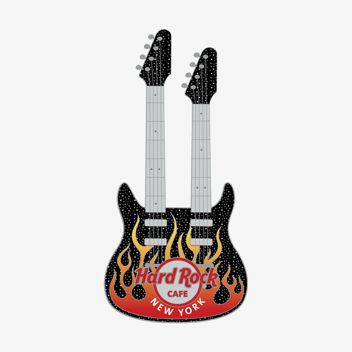 Limited Edition Flaming Double Neck Guitar Core Pin image number 1