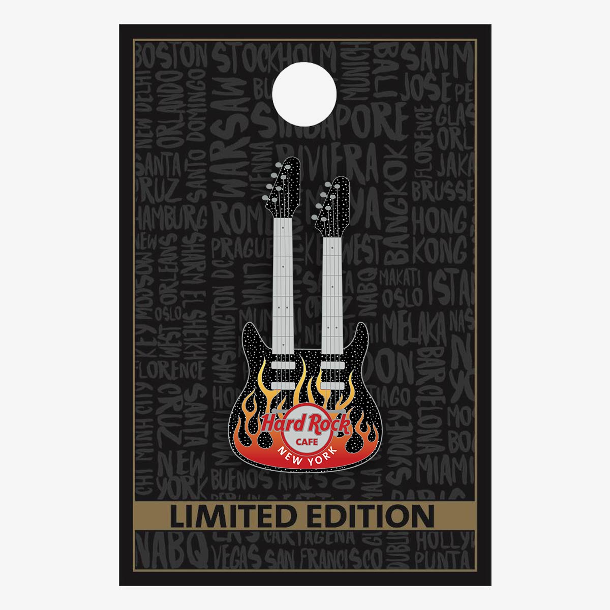 Limited Edition Flaming Double Neck Guitar Core Pin image number 2